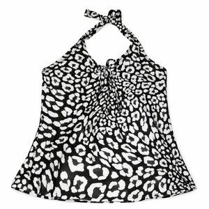 SILHOUETTE SOLUTION Black White Halter Swim Top 14